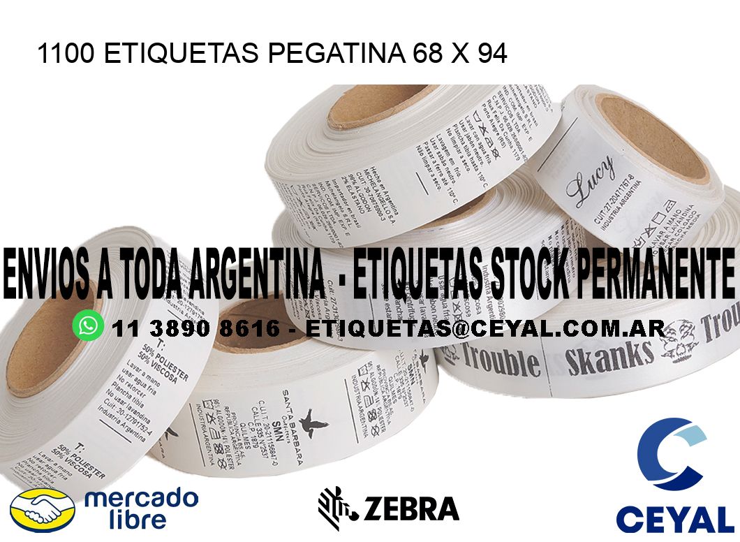 1100 ETIQUETAS PEGATINA 68 x 94