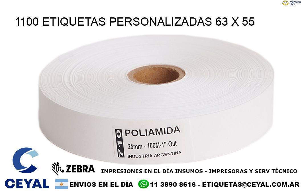 1100 ETIQUETAS PERSONALIZADAS 63 x 55