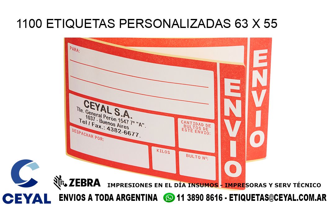 1100 ETIQUETAS PERSONALIZADAS 63 x 55