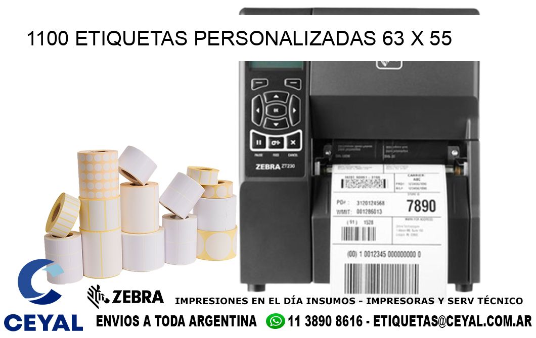 1100 ETIQUETAS PERSONALIZADAS 63 x 55