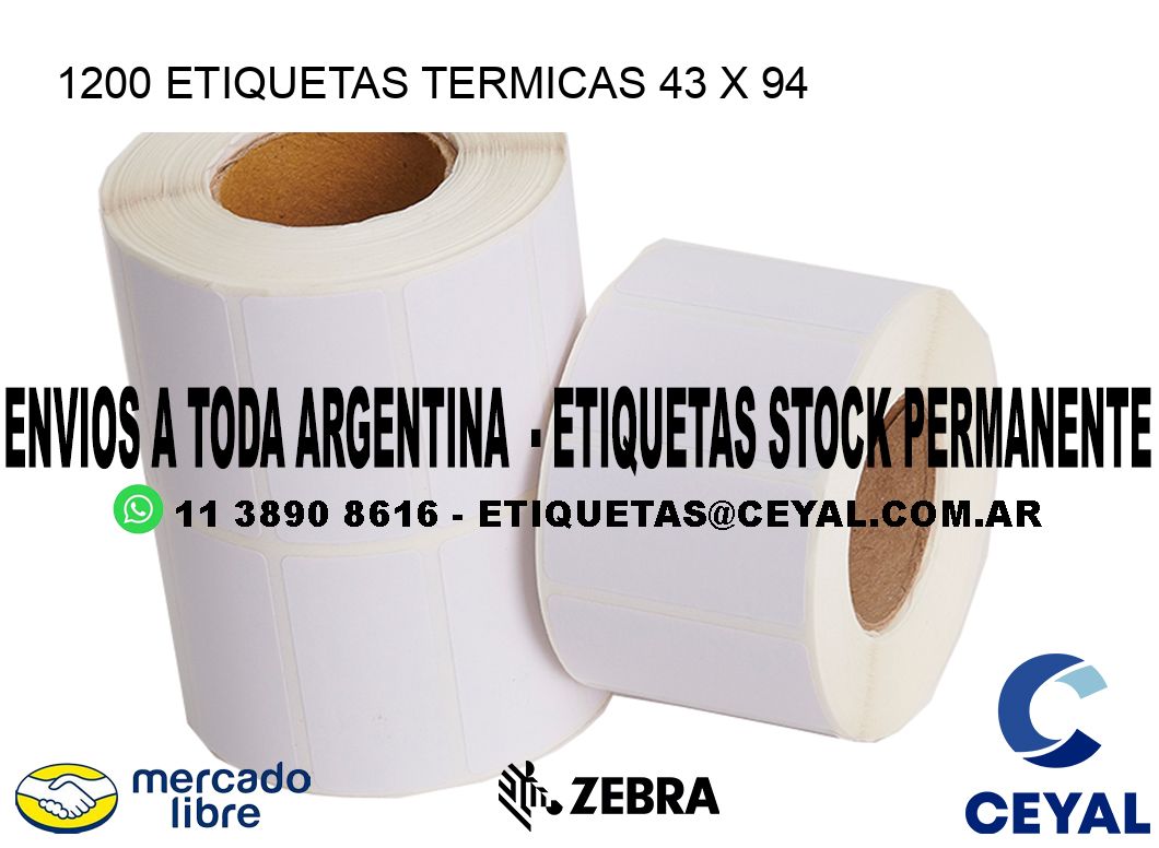 1200 ETIQUETAS TERMICAS 43 x 94