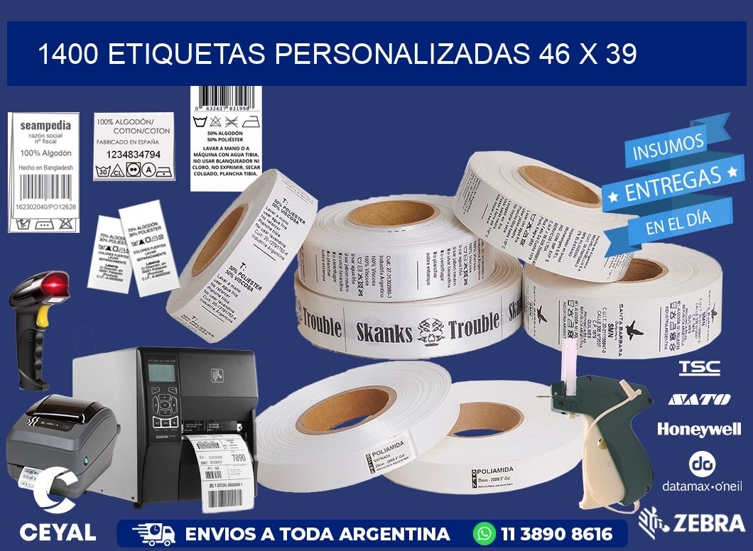 1400 ETIQUETAS PERSONALIZADAS 46 x 39