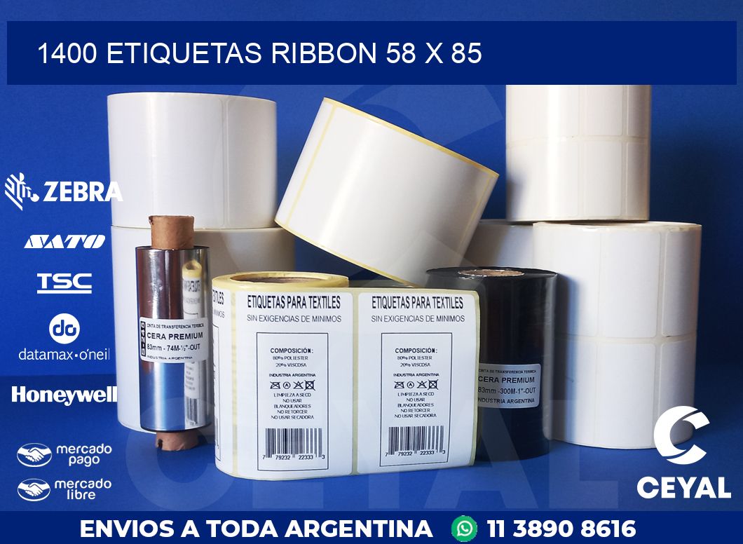 1400 ETIQUETAS RIBBON 58 x 85