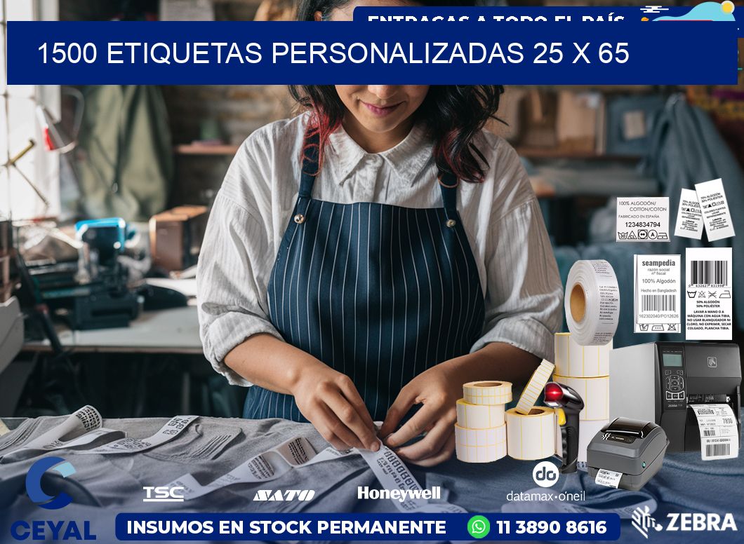 1500 ETIQUETAS PERSONALIZADAS 25 x 65