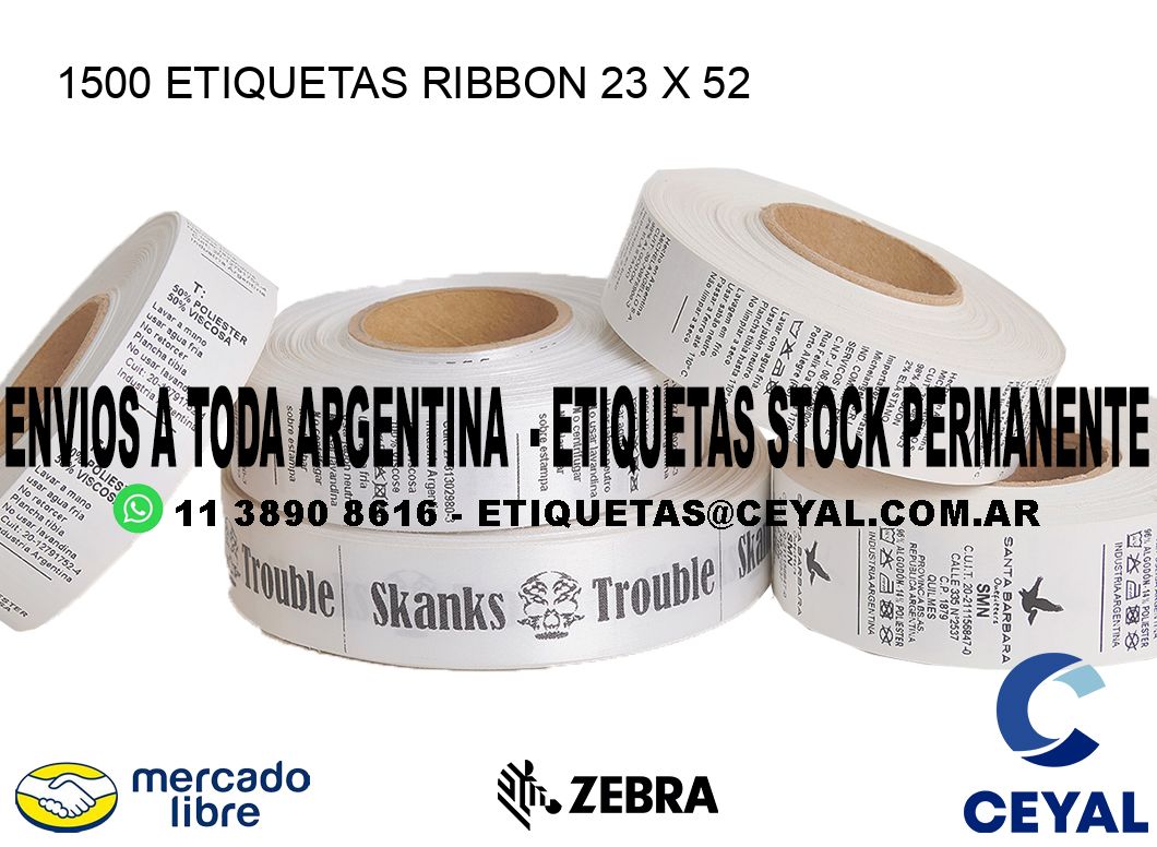 1500 ETIQUETAS RIBBON 23 x 52