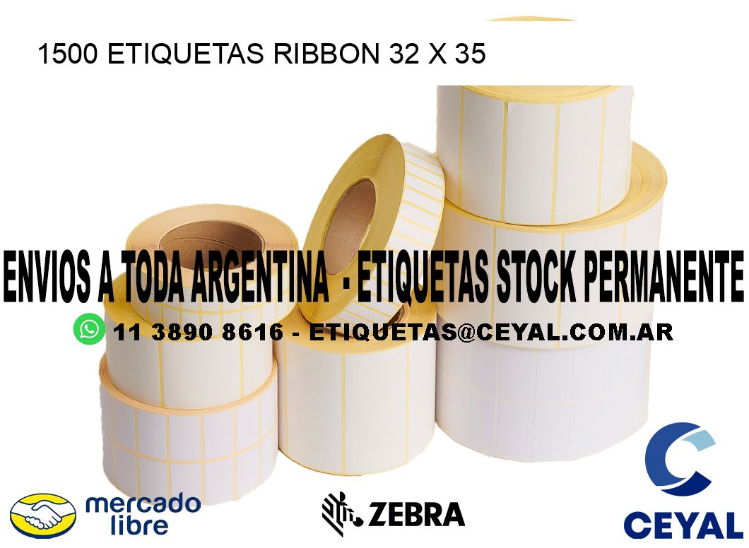 1500 ETIQUETAS RIBBON 32 x 35