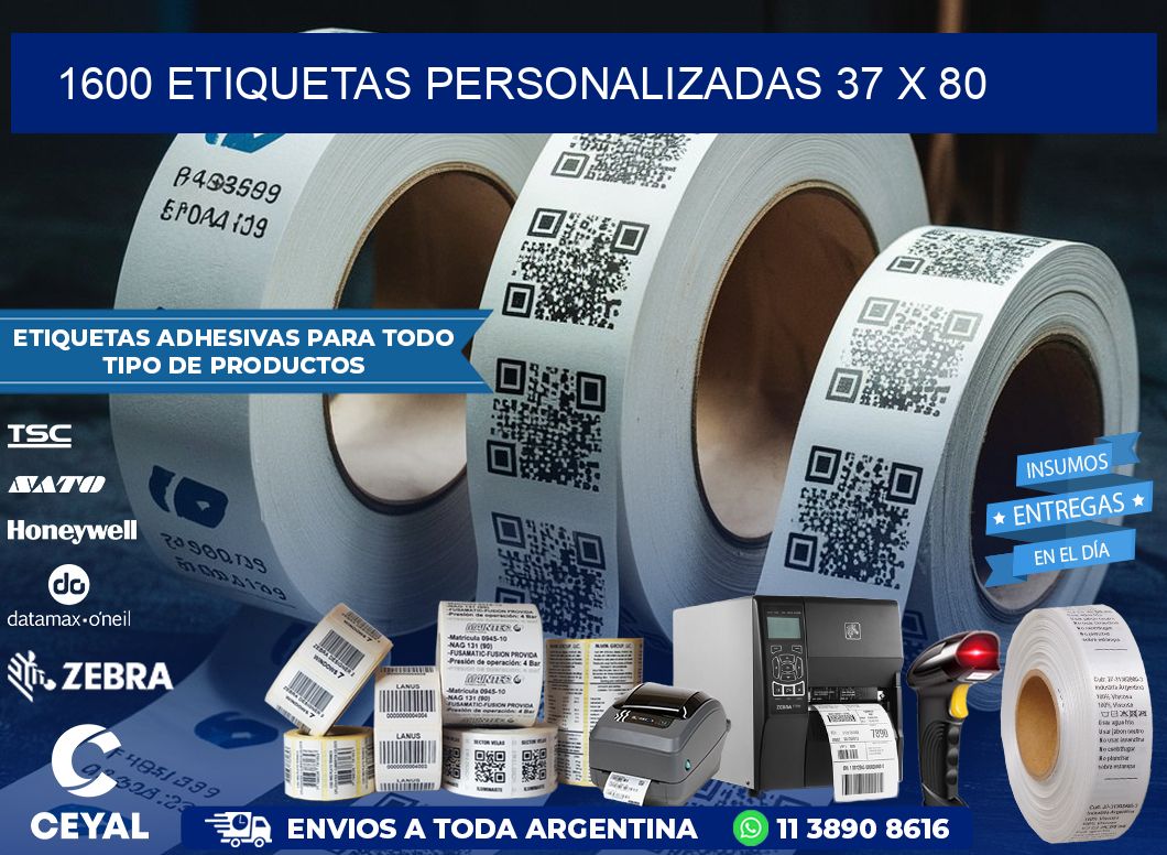 1600 ETIQUETAS PERSONALIZADAS 37 x 80