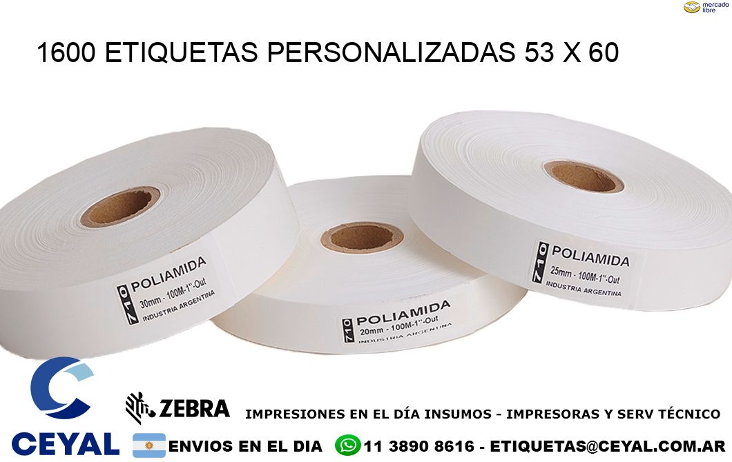 1600 ETIQUETAS PERSONALIZADAS 53 x 60