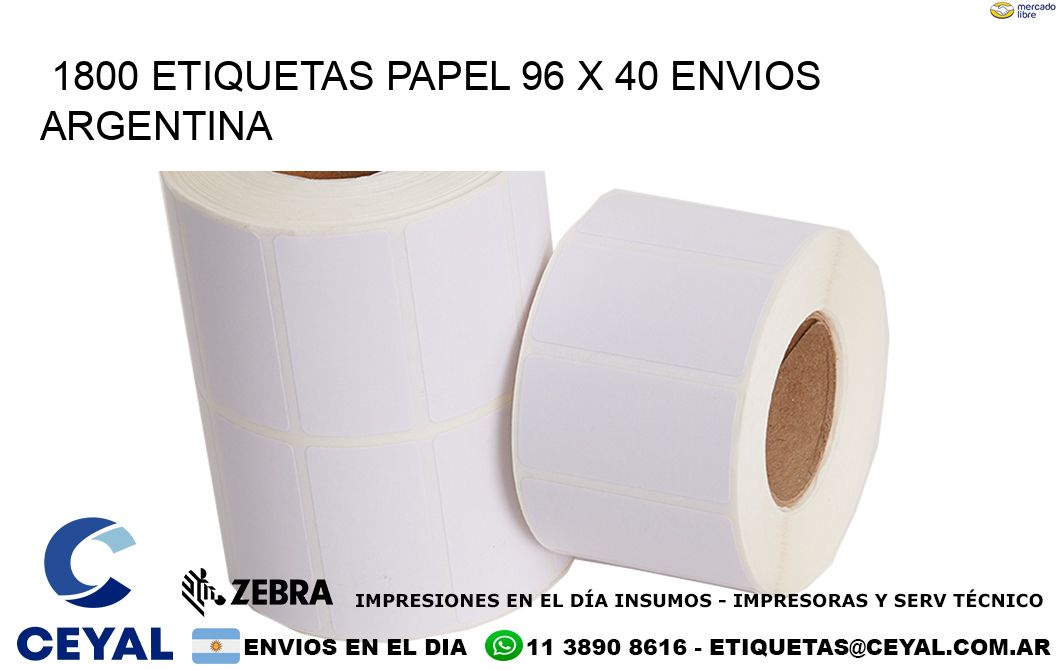 1800 ETIQUETAS PAPEL 96 x 40 ENVIOS ARGENTINA