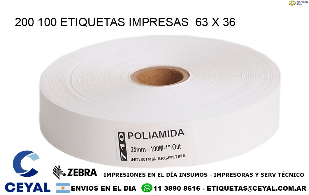 200 100 ETIQUETAS IMPRESAS  63 x 36