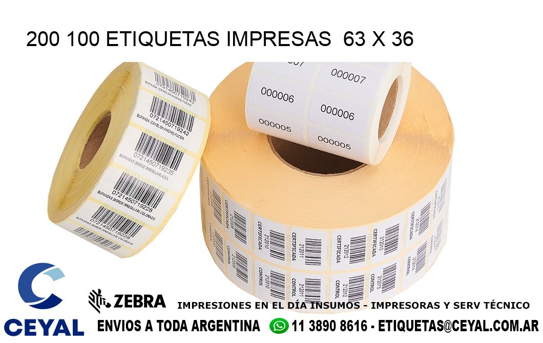 200 100 ETIQUETAS IMPRESAS  63 x 36