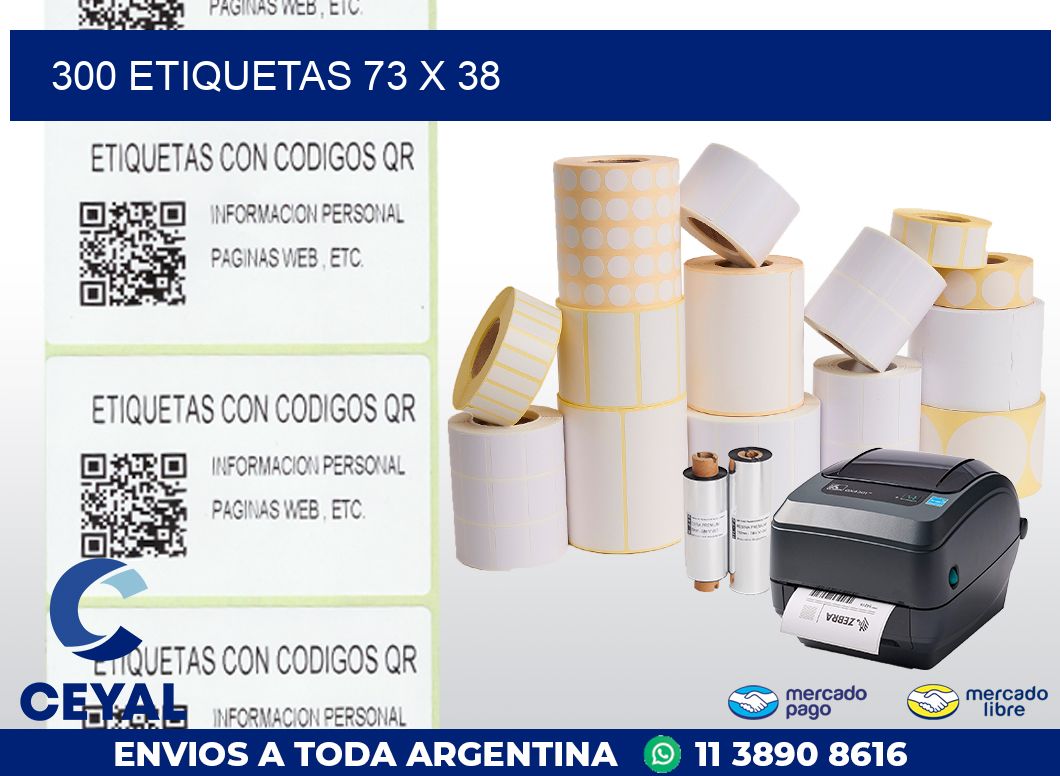 300 ETIQUETAS 73 x 38