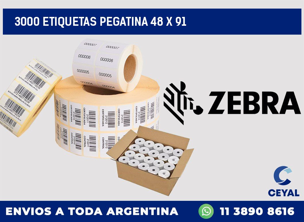 3000 ETIQUETAS PEGATINA 48 x 91