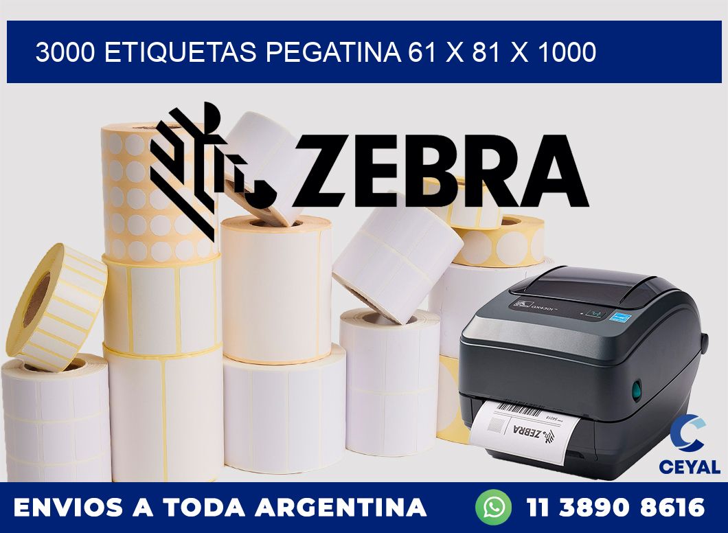 3000 ETIQUETAS PEGATINA 61 x 81 x 1000