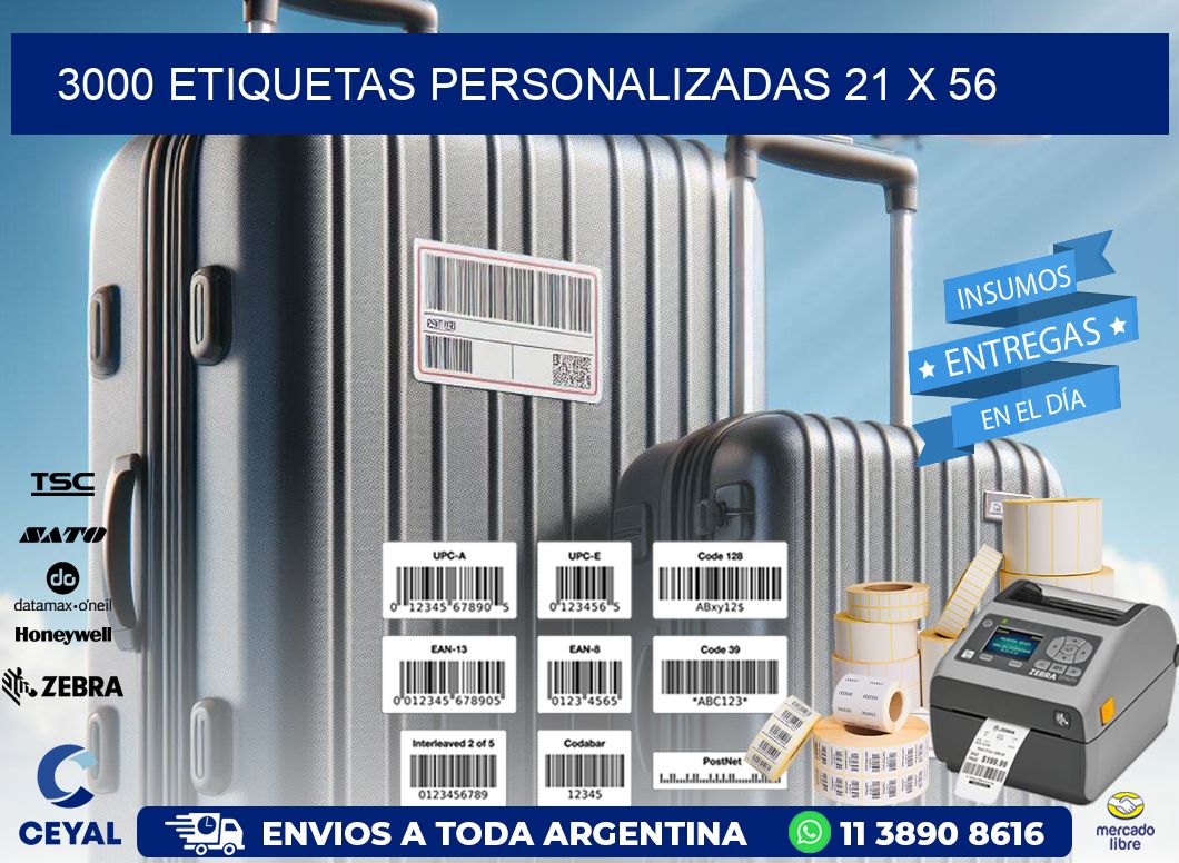 3000 ETIQUETAS PERSONALIZADAS 21 x 56