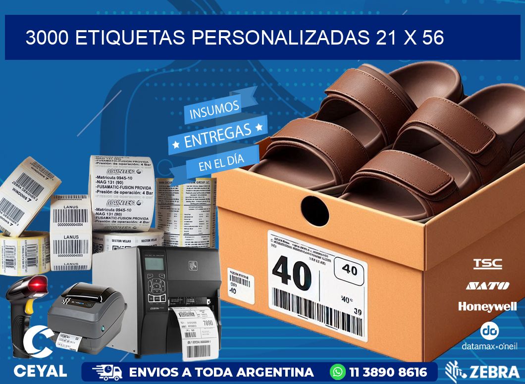 3000 ETIQUETAS PERSONALIZADAS 21 x 56