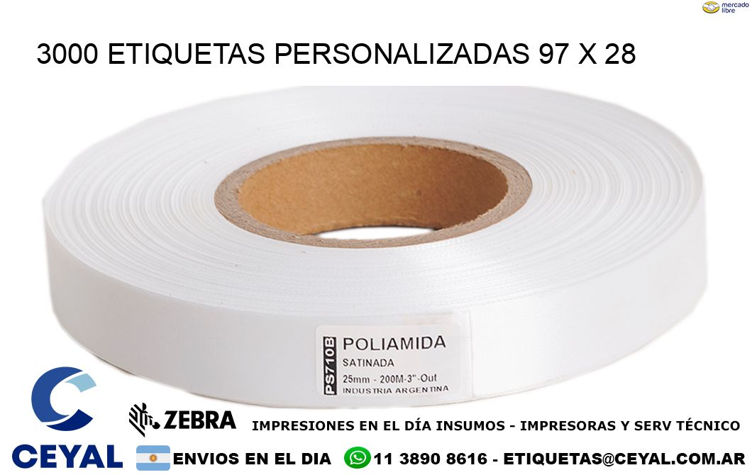 3000 ETIQUETAS PERSONALIZADAS 97 x 28