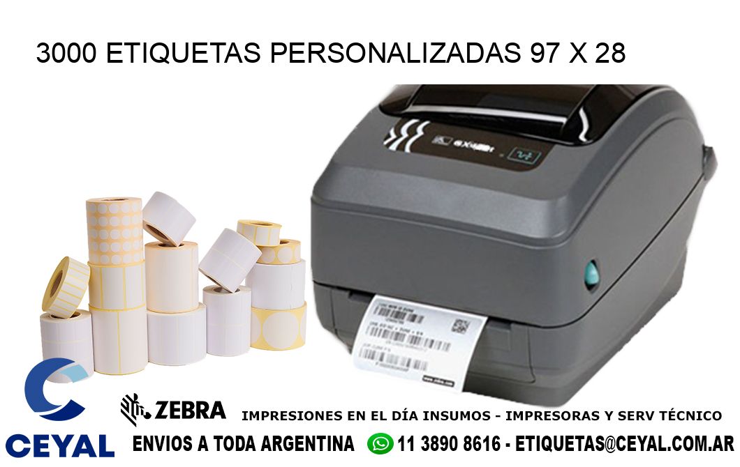 3000 ETIQUETAS PERSONALIZADAS 97 x 28