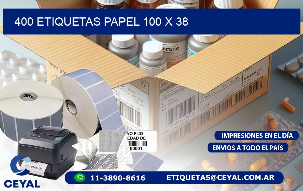 400 ETIQUETAS PAPEL 100 x 38