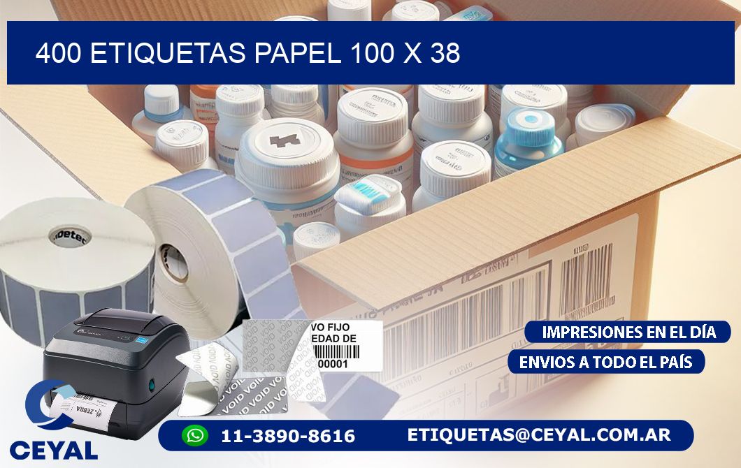 400 ETIQUETAS PAPEL 100 x 38