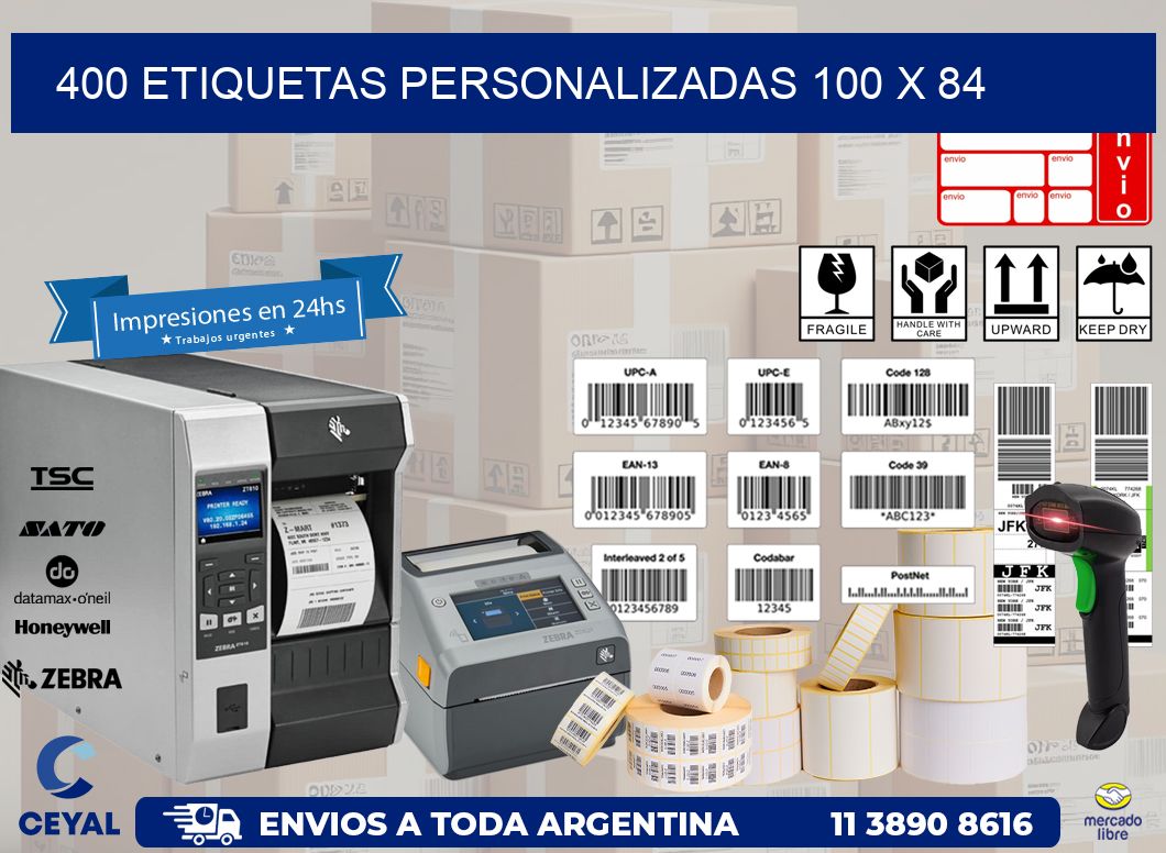 400 ETIQUETAS PERSONALIZADAS 100 x 84