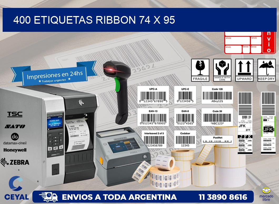 400 ETIQUETAS RIBBON 74 x 95