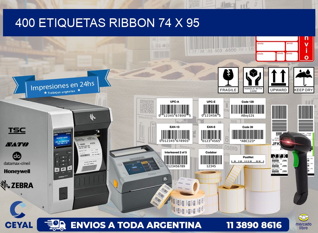 400 ETIQUETAS RIBBON 74 x 95