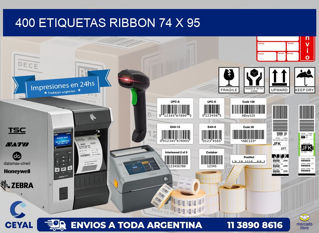 400 ETIQUETAS RIBBON 74 x 95