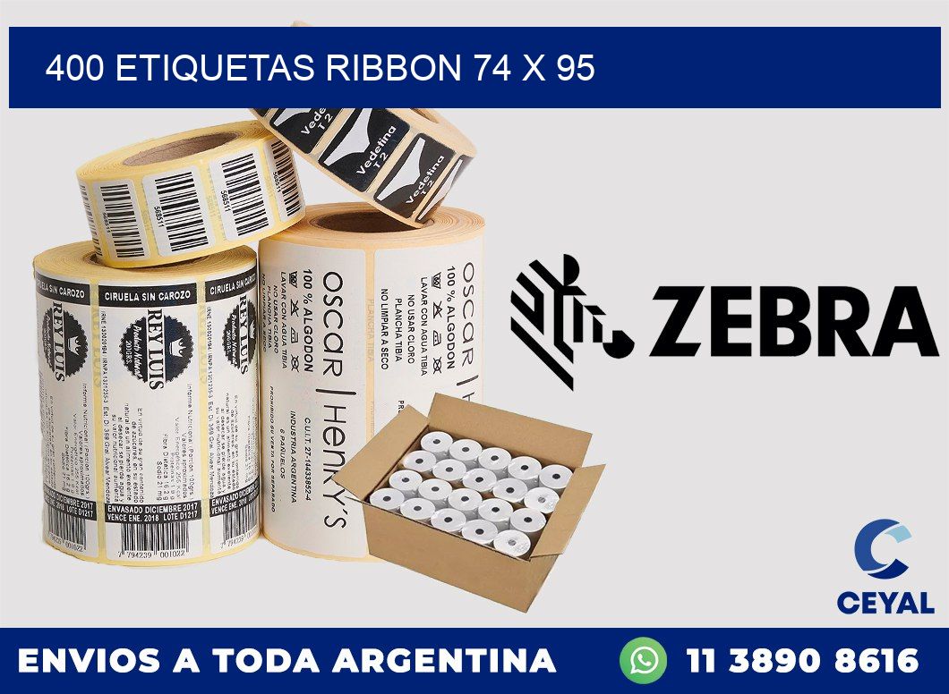 400 ETIQUETAS RIBBON 74 x 95