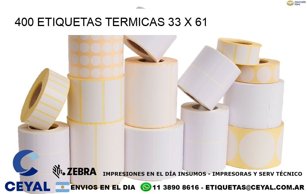 400 ETIQUETAS TERMICAS 33 x 61