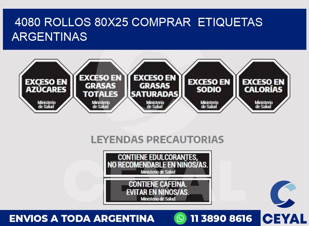 4080 ROLLOS 80X25 COMPRAR  ETIQUETAS ARGENTINAS