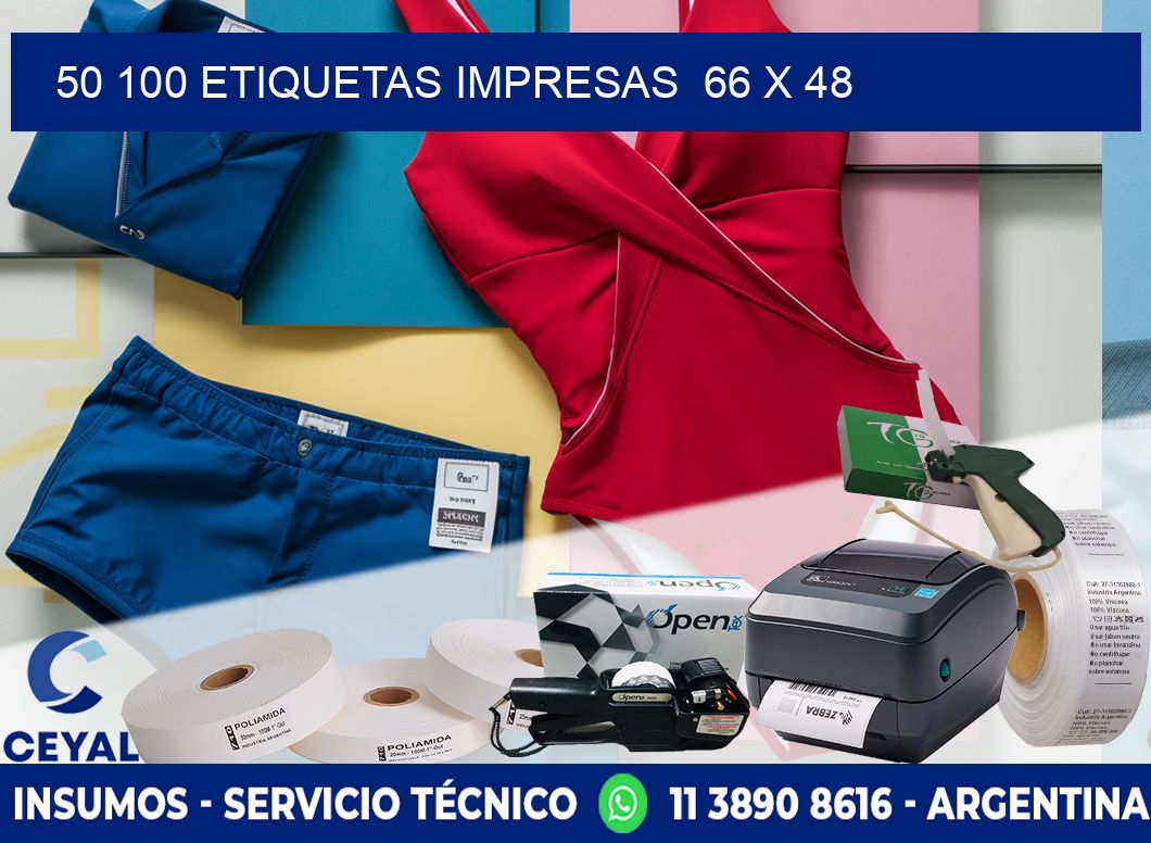 50 100 ETIQUETAS IMPRESAS  66 x 48