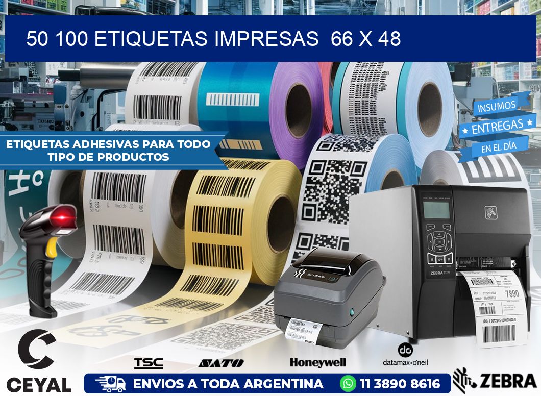 50 100 ETIQUETAS IMPRESAS  66 x 48