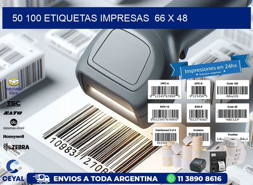 50 100 ETIQUETAS IMPRESAS  66 x 48