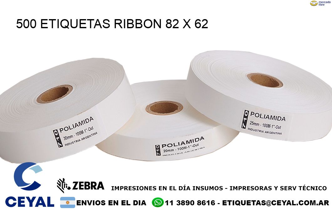 500 ETIQUETAS RIBBON 82 x 62