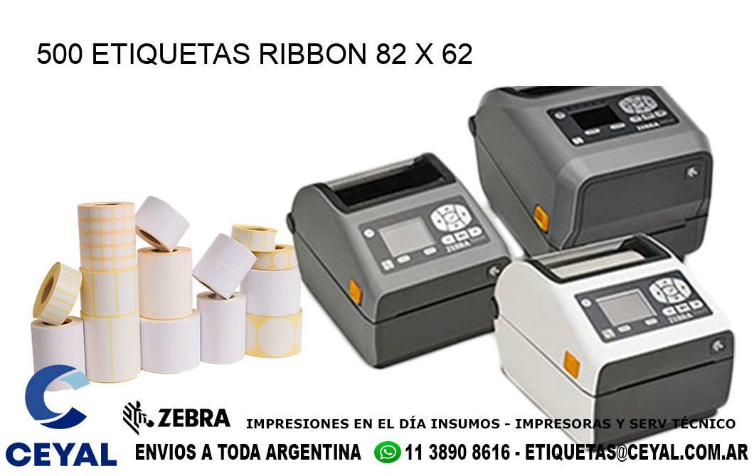 500 ETIQUETAS RIBBON 82 x 62