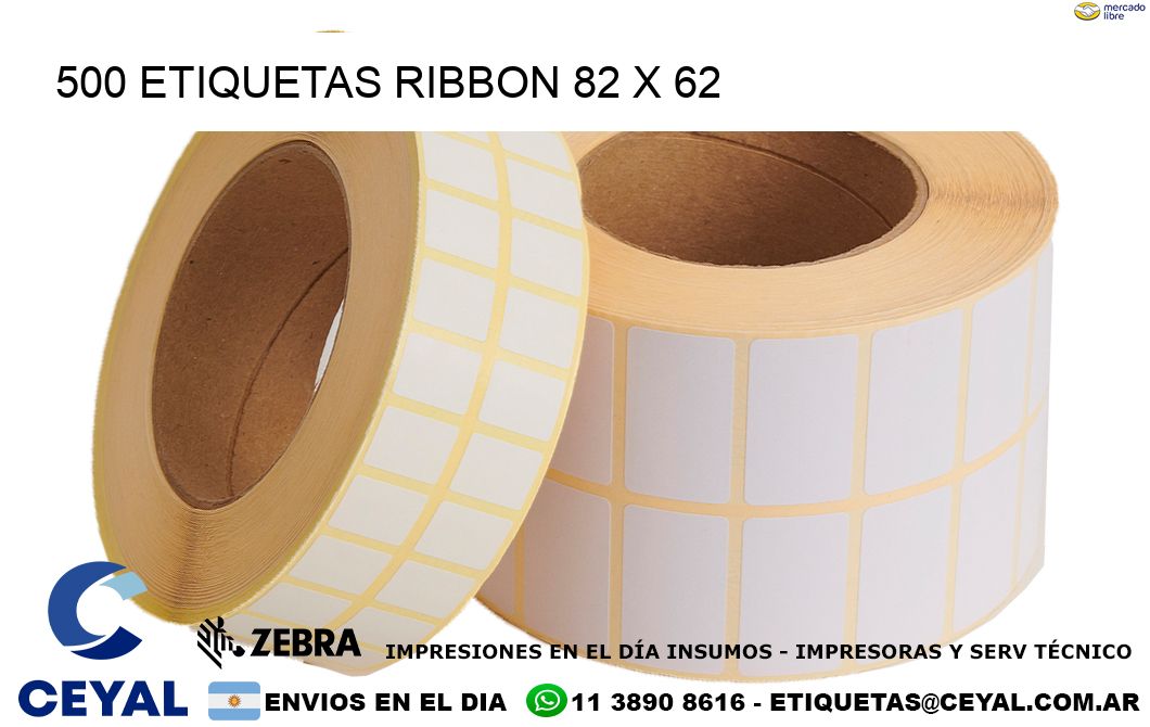 500 ETIQUETAS RIBBON 82 x 62