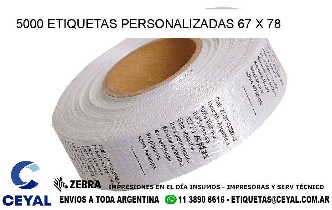 5000 ETIQUETAS PERSONALIZADAS 67 x 78