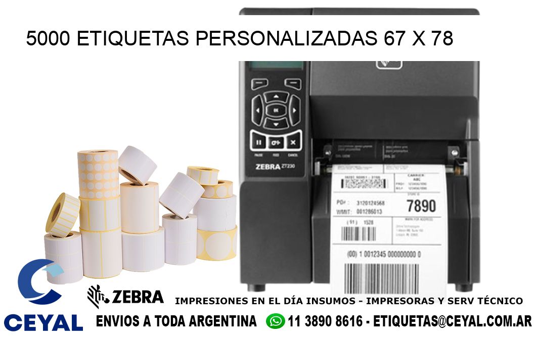 5000 ETIQUETAS PERSONALIZADAS 67 x 78