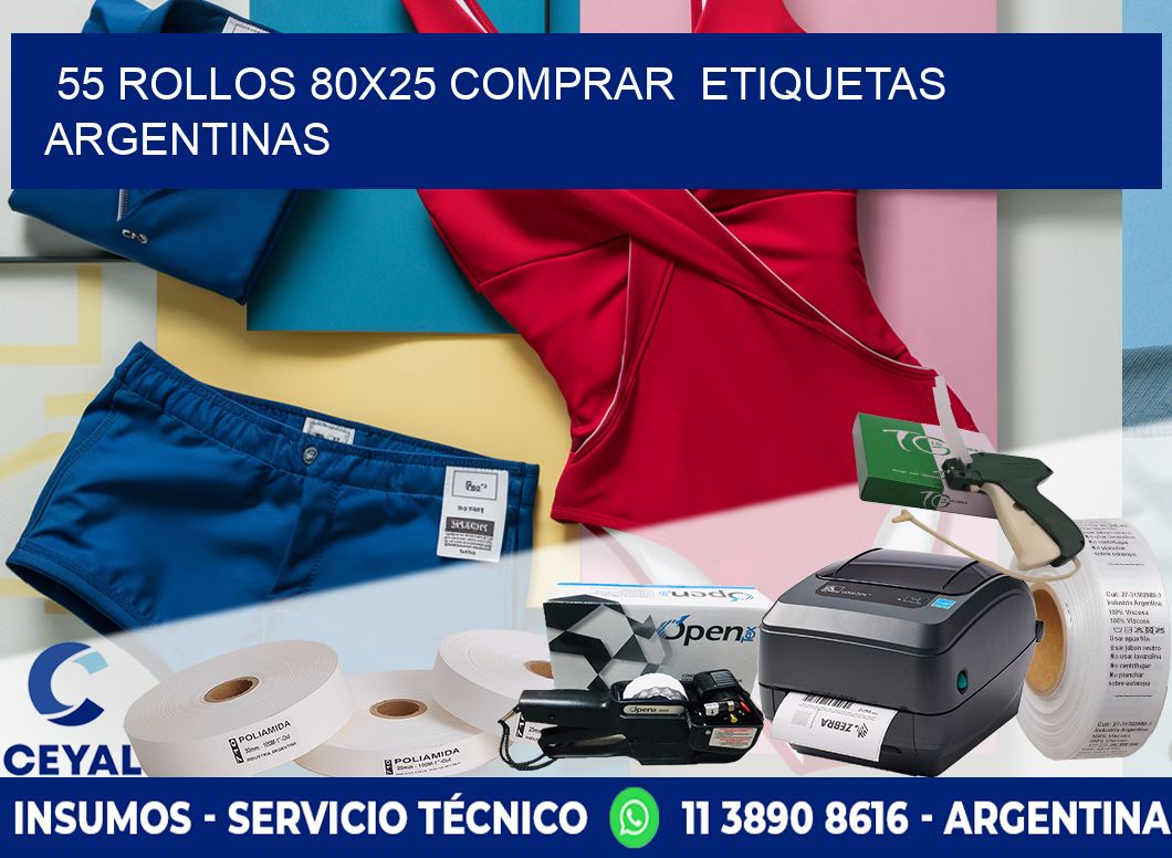 55 ROLLOS 80X25 COMPRAR  ETIQUETAS ARGENTINAS