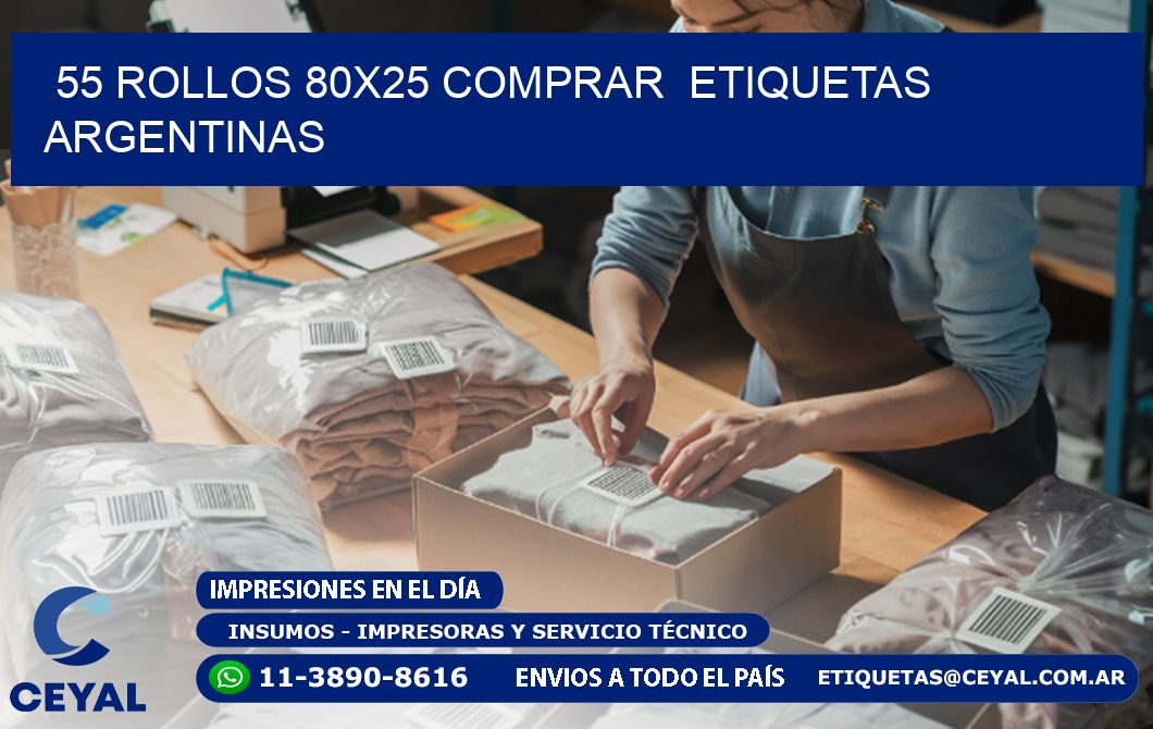 55 ROLLOS 80X25 COMPRAR  ETIQUETAS ARGENTINAS