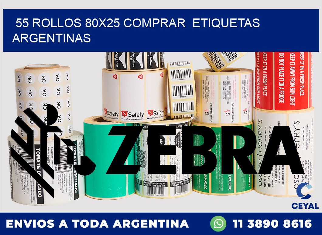 55 ROLLOS 80X25 COMPRAR  ETIQUETAS ARGENTINAS