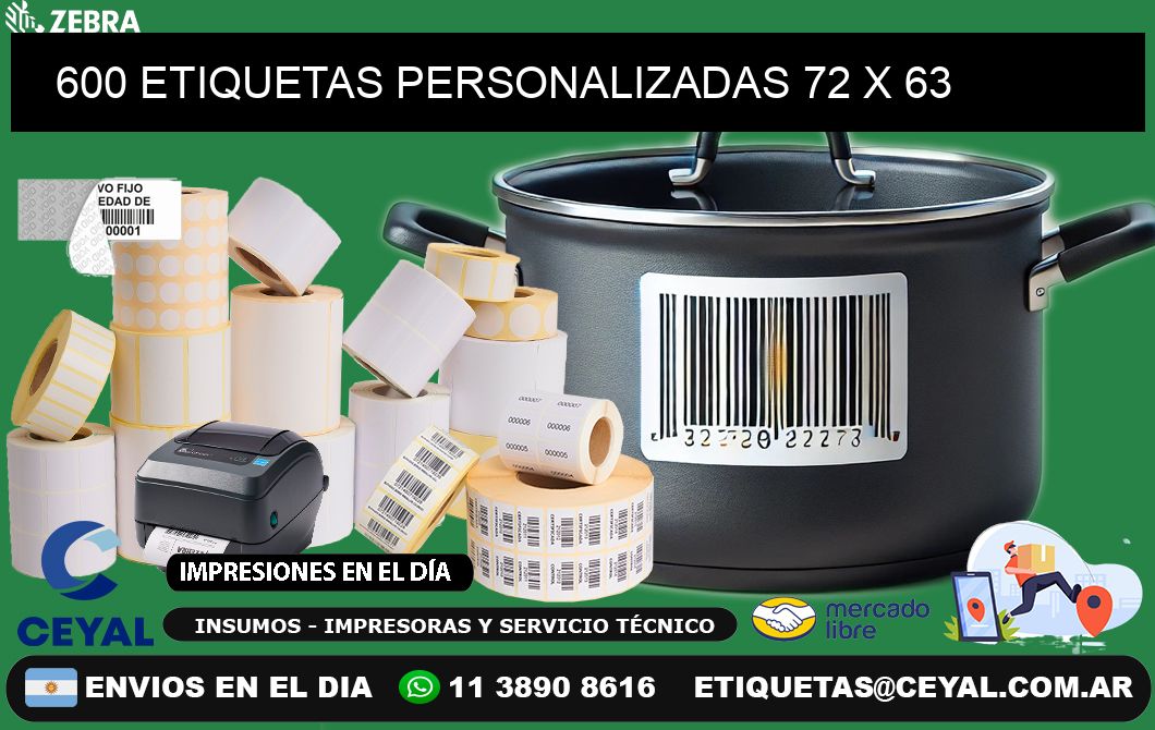 600 ETIQUETAS PERSONALIZADAS 72 x 63