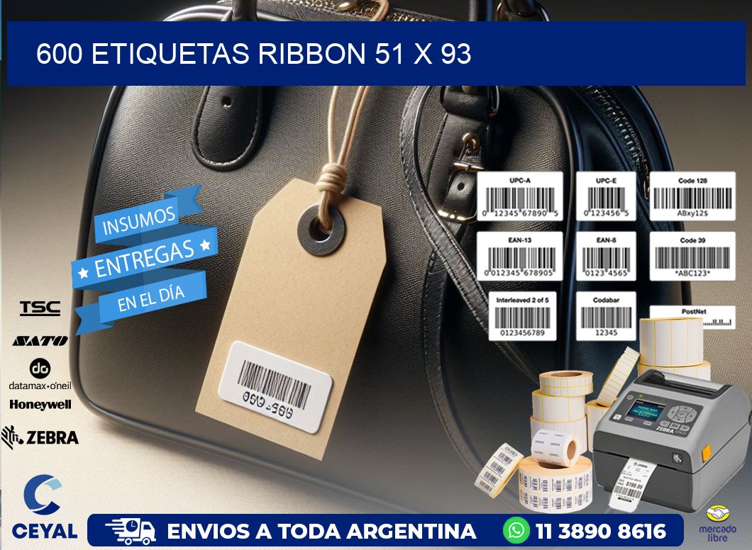 600 ETIQUETAS RIBBON 51 x 93