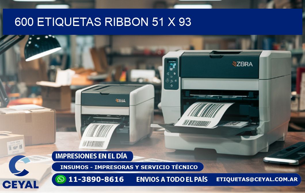 600 ETIQUETAS RIBBON 51 x 93