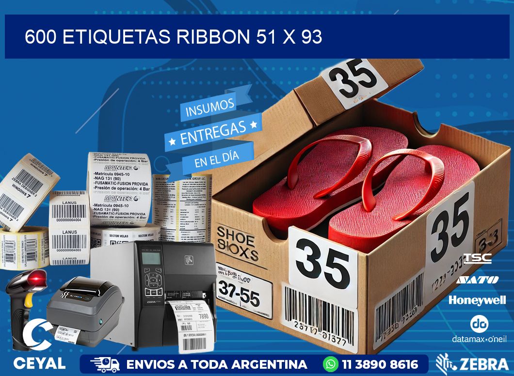 600 ETIQUETAS RIBBON 51 x 93