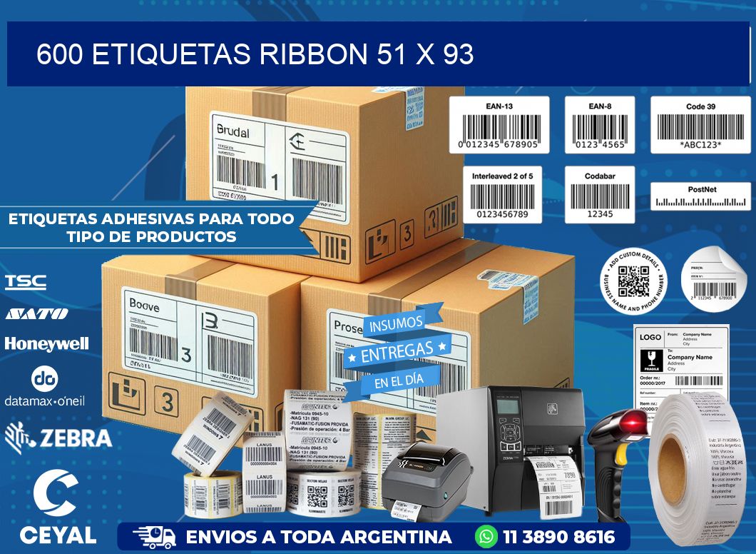 600 ETIQUETAS RIBBON 51 x 93