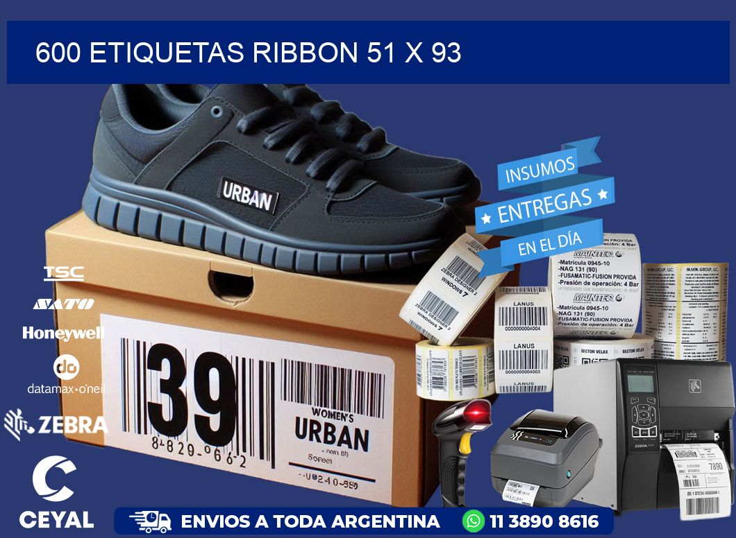 600 ETIQUETAS RIBBON 51 x 93