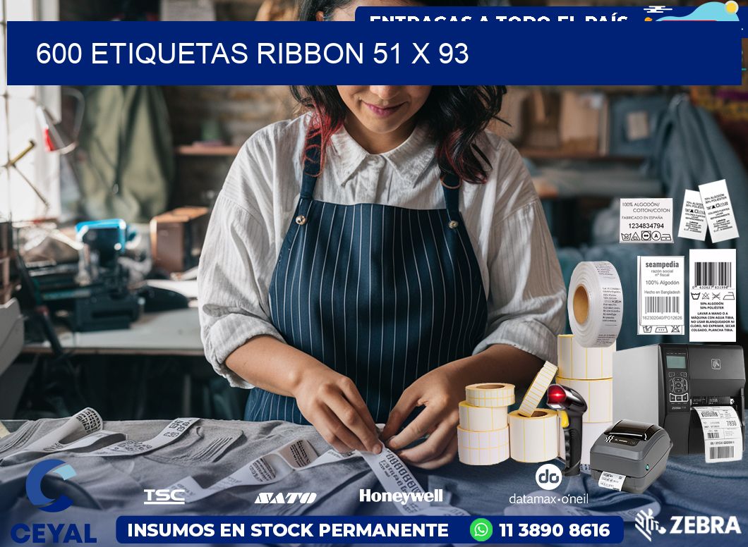 600 ETIQUETAS RIBBON 51 x 93