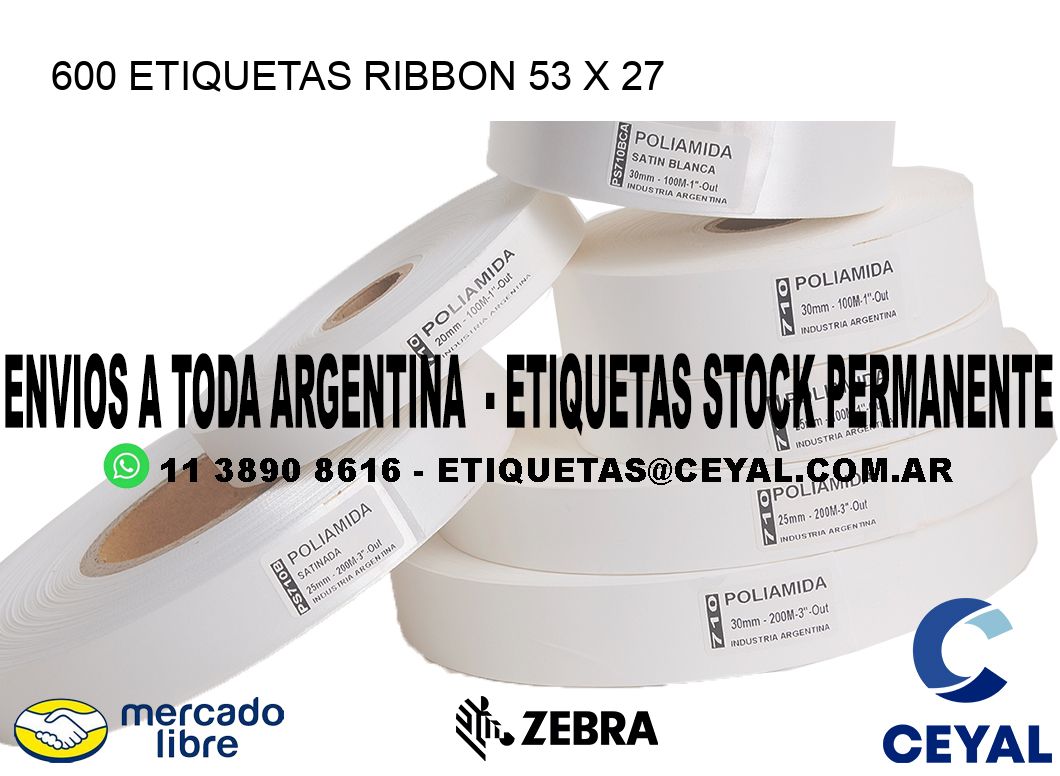 600 ETIQUETAS RIBBON 53 x 27